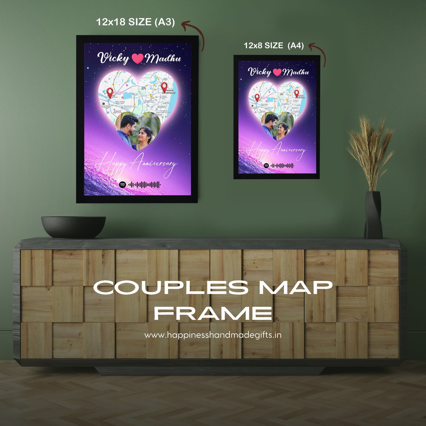 Couples Map Frame
