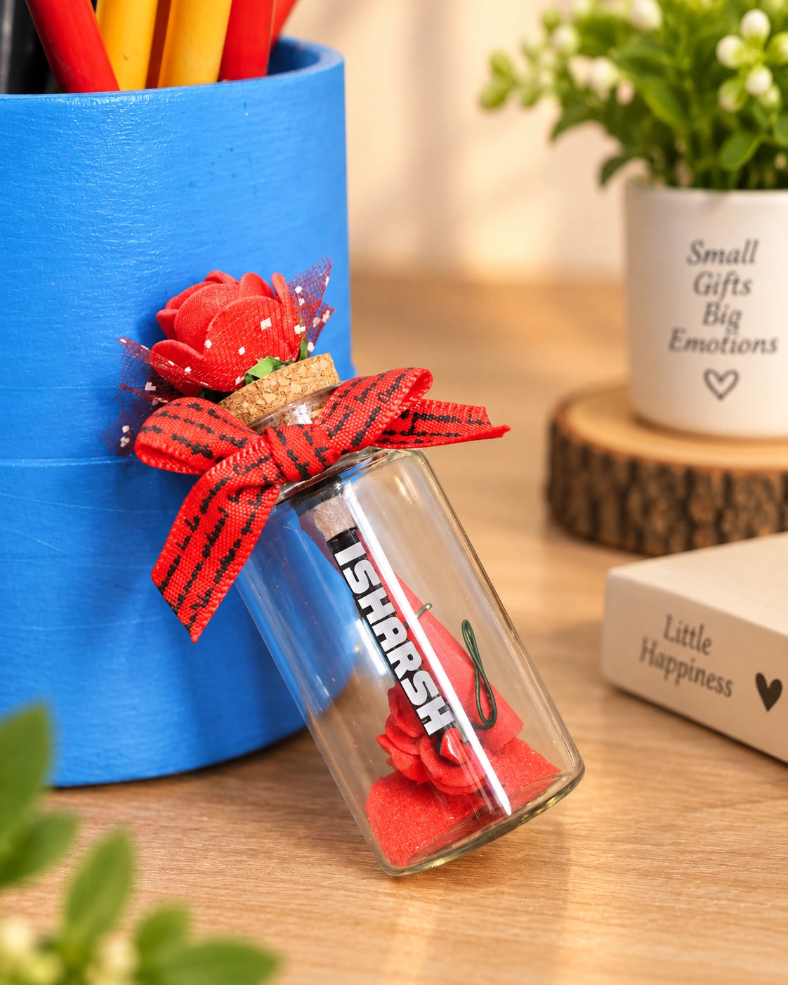 Custom Name Pencil Carving Message Bottle - Handmade