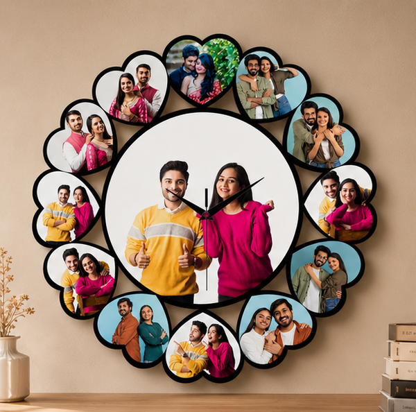 Custom Heart Shape Photo Clock
