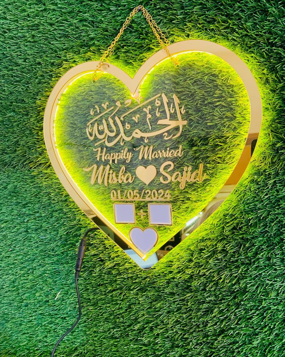 HEART SHAPE / Acrylic Golden Wedding Thumb Print , Finger Print Gift, Anniversary & Wedding Gift