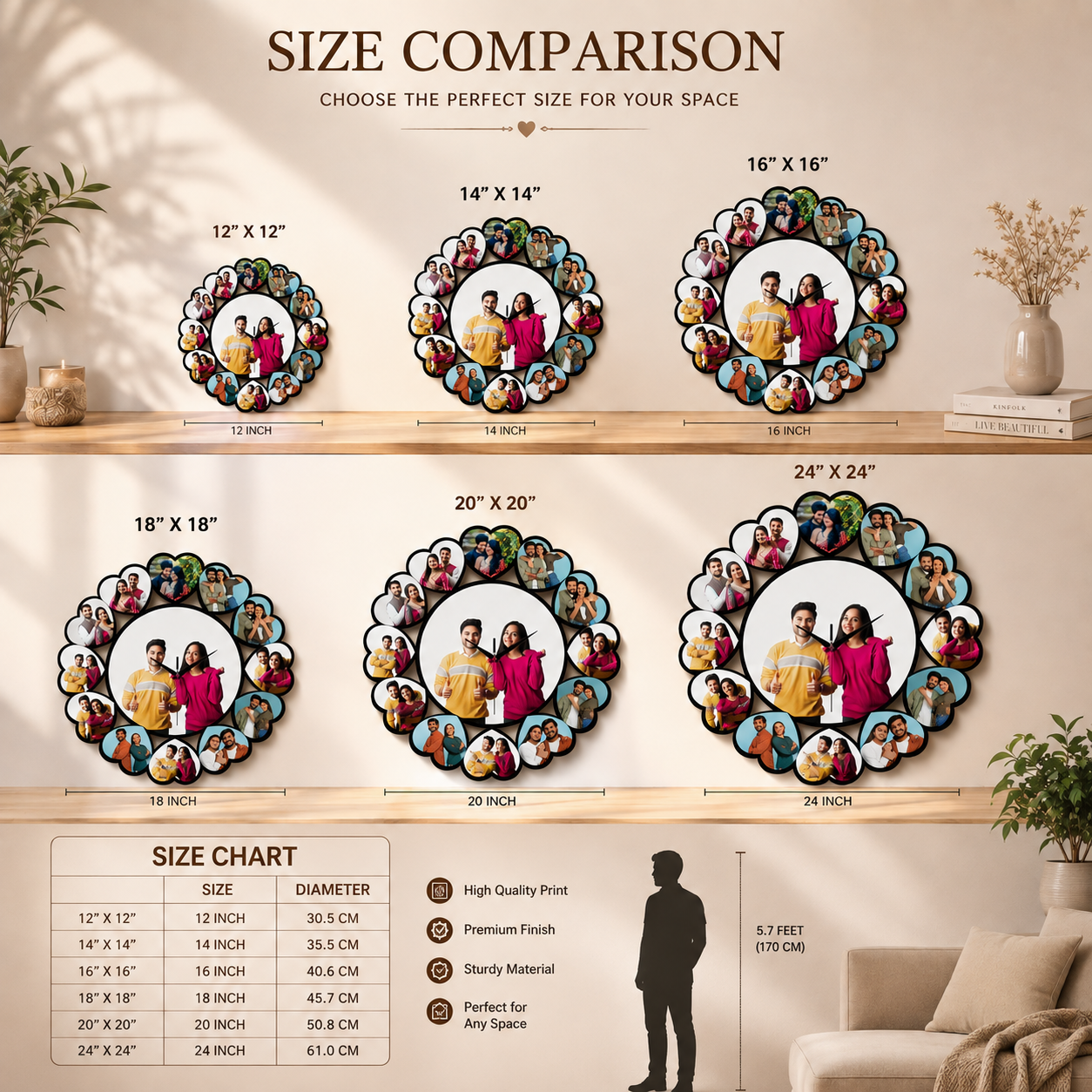 Custom Heart Shape Photo Clock