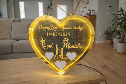 HEART SHAPE / Acrylic Golden Wedding Thumb Print , Finger Print Gift, Anniversary & Wedding Gift