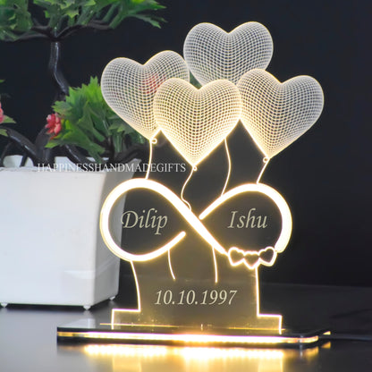 Infinity Heart Night Lamp with Name