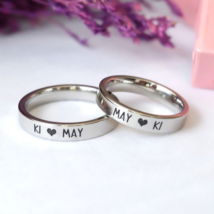 Monogrammed Couples Rings Engraved Couple Rings – Matching Love Bands for Him & Her | Custom Name ...