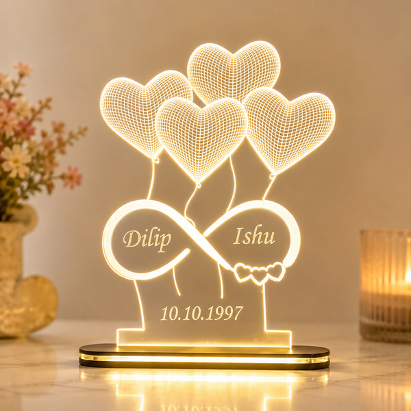 Infinity Heart Night Lamp With Name
