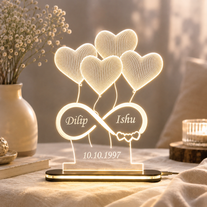 Infinity Heart Night Lamp With Name