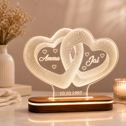 Personalized 3D Heart Illusion LED Lamp