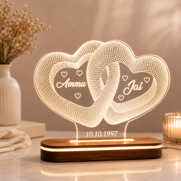 Personalized 3D Heart Illusion LED Lamp