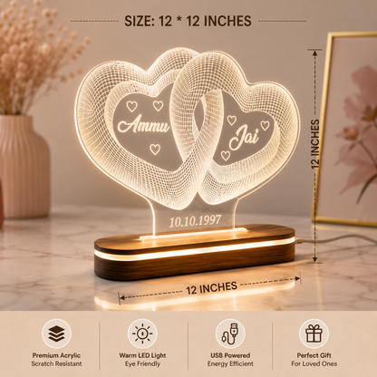 Personalized 3D Heart Illusion LED Lamp