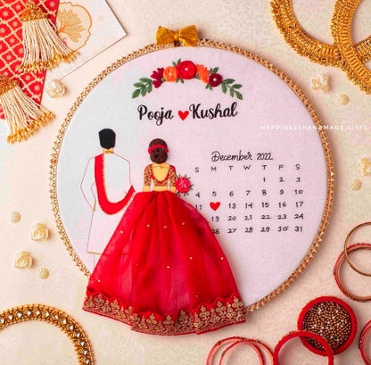 Handmade Embroidered Save the Date Hoop – Timeless Elegance