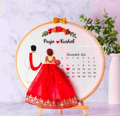 Handmade Embroidered Save the Date Hoop – Timeless Elegance