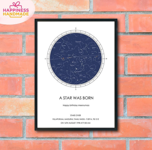 Personalized Star Map Frame – Stars on the Day You Were Born