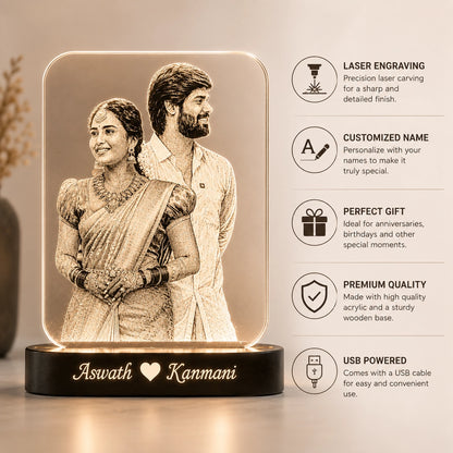 Personalized Photo Engraved Illusion Lamp | Custom LED Acrylic Night Light
