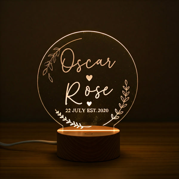 Personalized LED Night Light – Custom Engraved Name Lamp