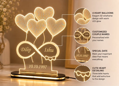 Infinity Heart Night Lamp With Name