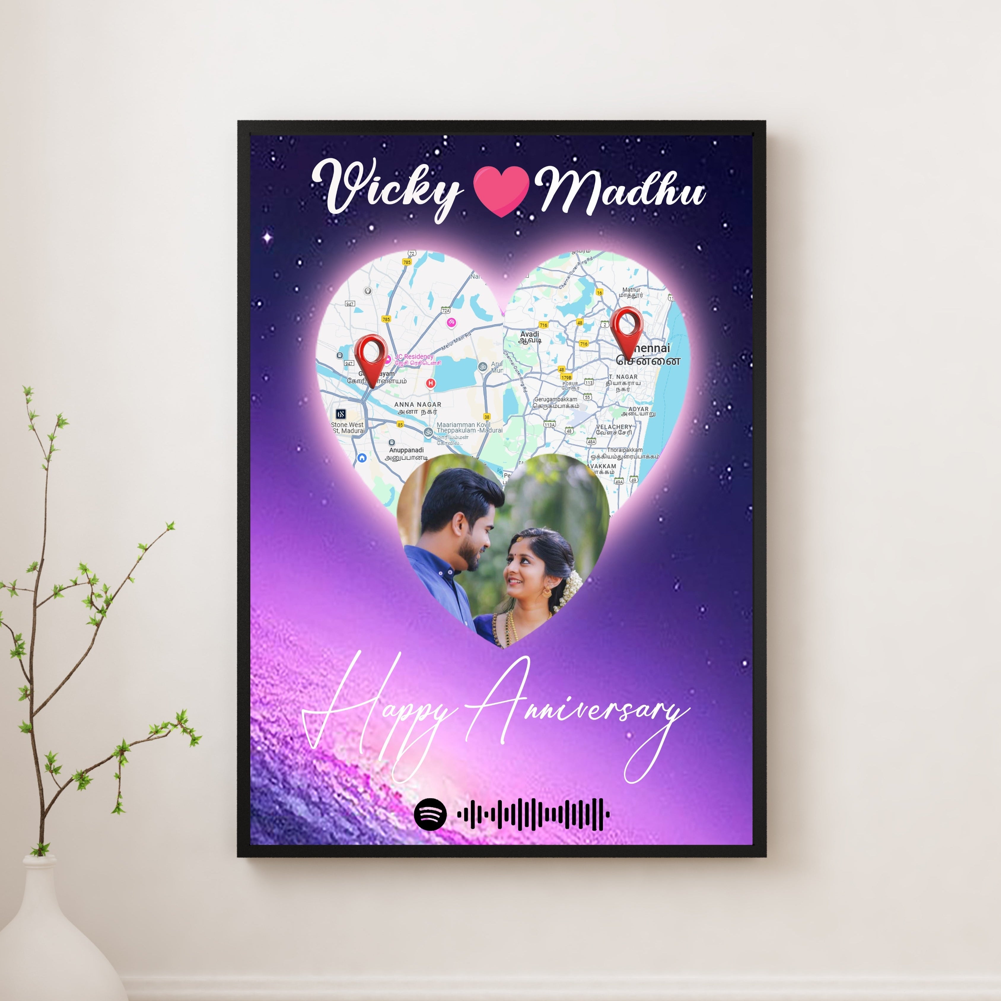 Couples Map Frame – Happiness Handmade
