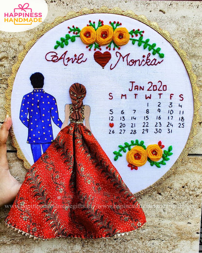 Handmade Embroidered Save the Date Hoop – Timeless Elegance